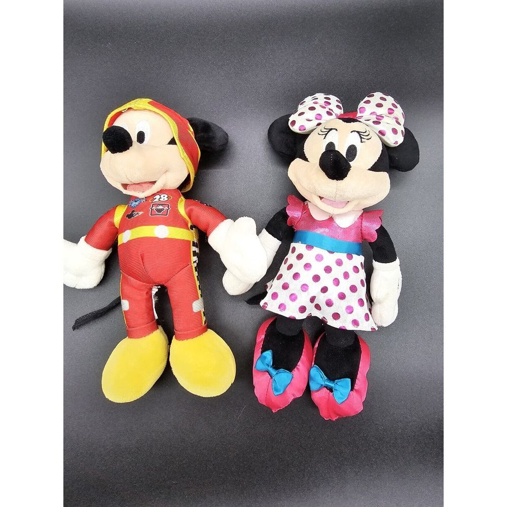 Disney Mickey Mouse Racer And Minnie Mouse Plush Set
